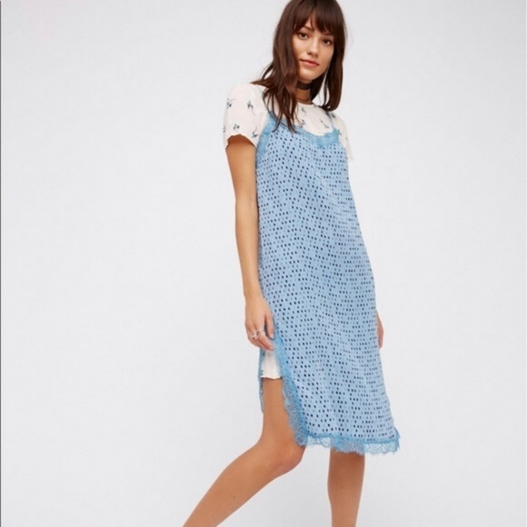 Free People Blue Dot Margo Pleated Slip Dress, 0 - Picture 5 of 7
